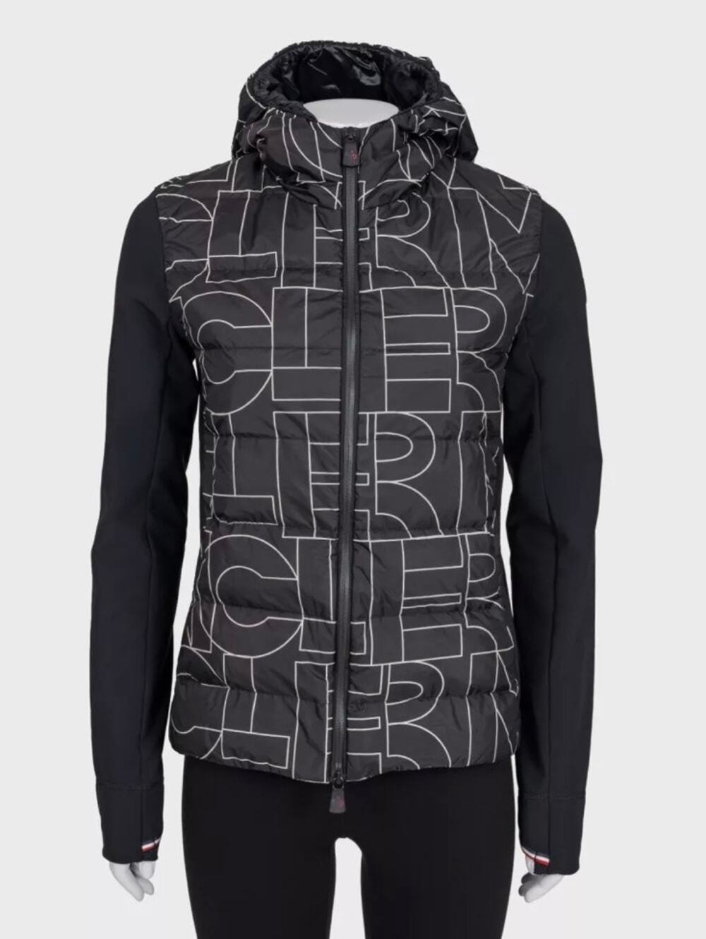 Moncler Black Printed Hooded Down Puffer Jacket - Size M - Picture 1 of 6